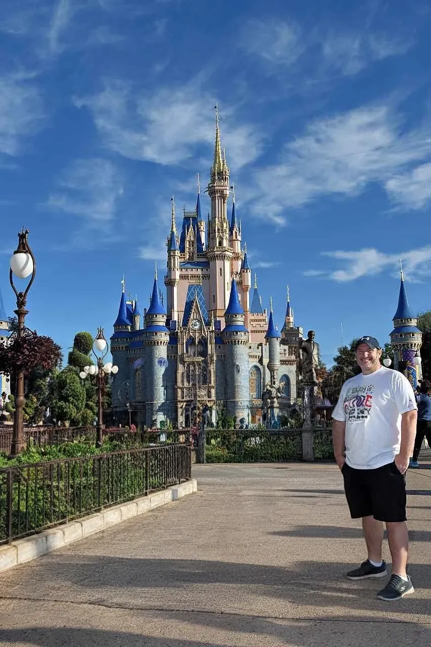 Greg at Cinderella Castle, Magic Kingdom, Orlando — 1971