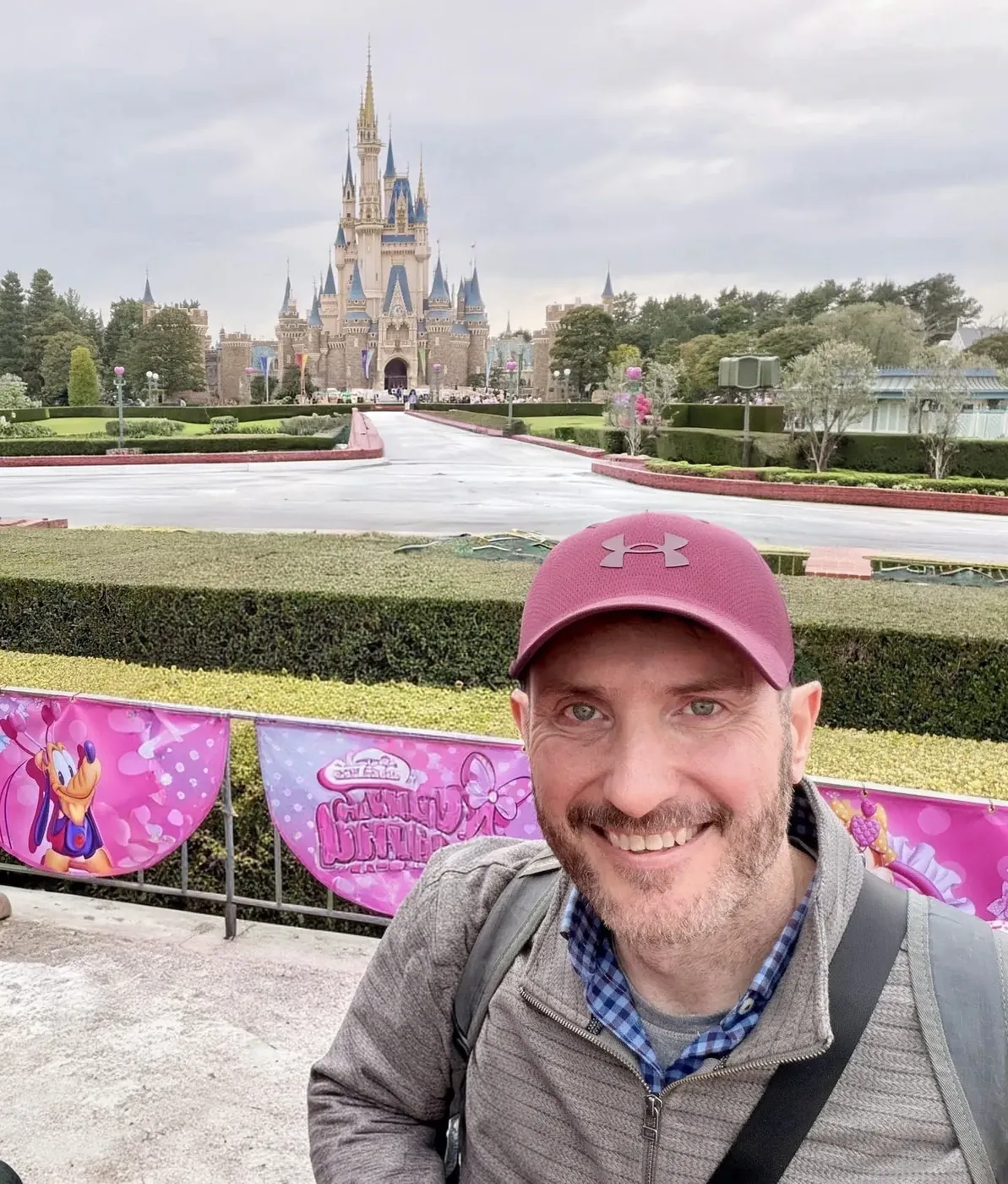 Greg at Cinderella Castle, Tokyo Disneyland — 1983