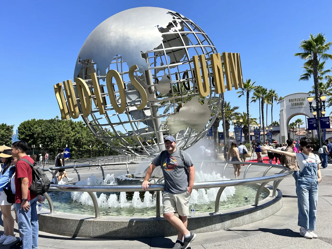 Greg at the Universal Studios Hollywood globe